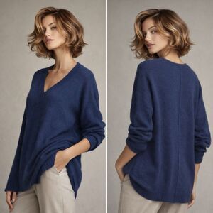 Rocky Barnes x 360 100% Cashmere Rylee Navy V-Neck Sweater Women’s M
